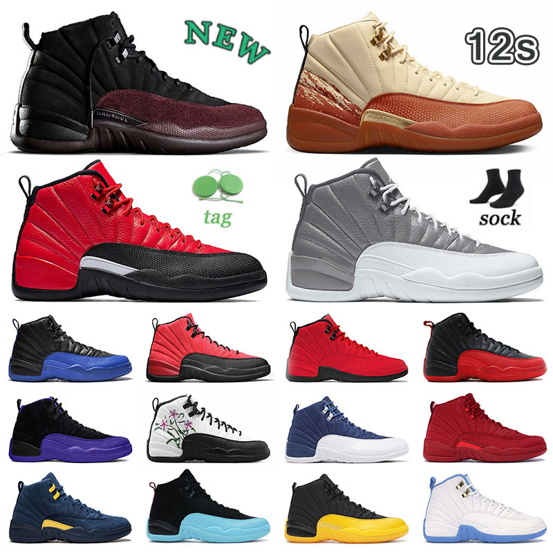 

Jumpman J 12 12s Basketball Shoes Designer Mens Size 12 Eastside Golf GS Floral Hyper Royal A Ma Maniere Bulls Game Royal Black Taxi Grey Stealth J12 J12s Sport Sneakers, P00 40-47 black taxi