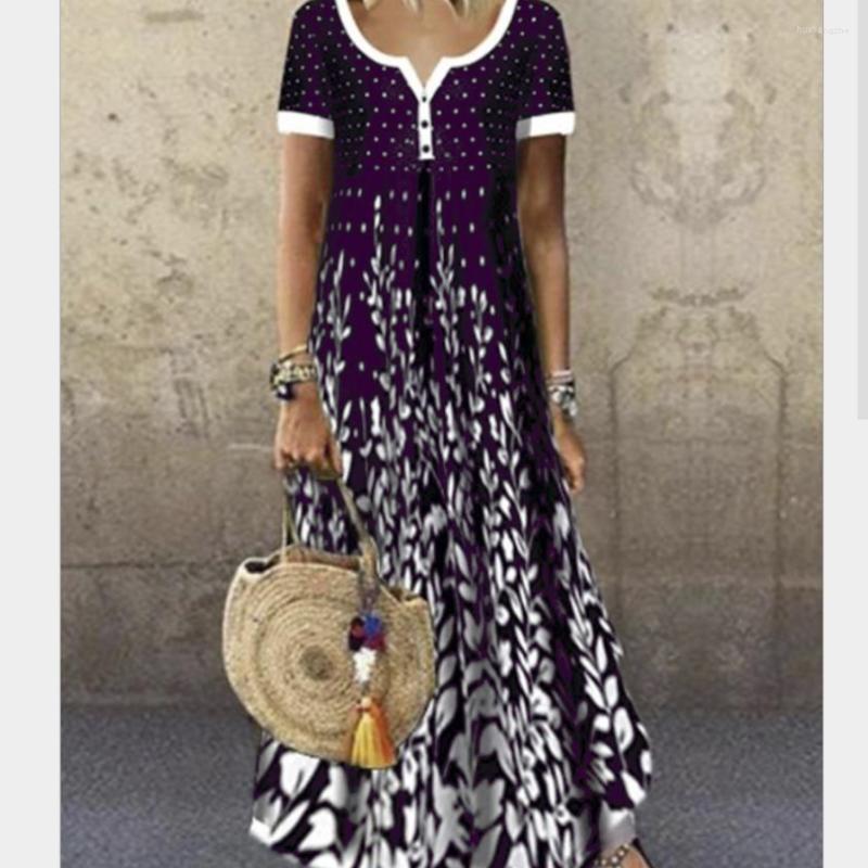 

Casual Dresses 2022 Women Summer Dress Printing Sexy Midi Large Size 5XL Loose Short Sleeve Long Maxi For, Style1