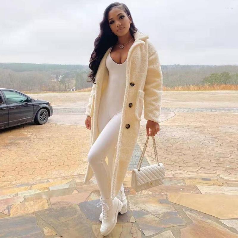 

Women' Trench Coats Autumn Winter Women' Warm Thicken Maxi Overcoat Simple Casual Single Breasted Side Pockets Full Sleeve Straight, Beige white