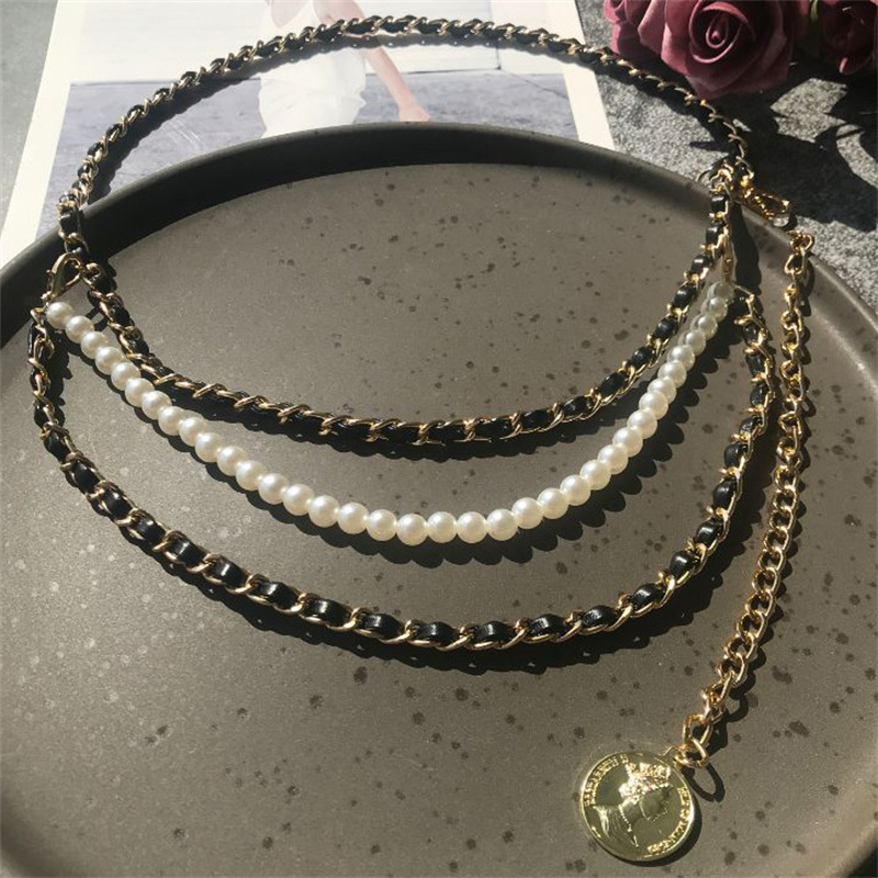 

Fashion Luxurys Brands Waist Chain Designer Classic Letter C Golden Pearl Flowers Waist Chains Belts For Women Wedding Party Dress Gifts
