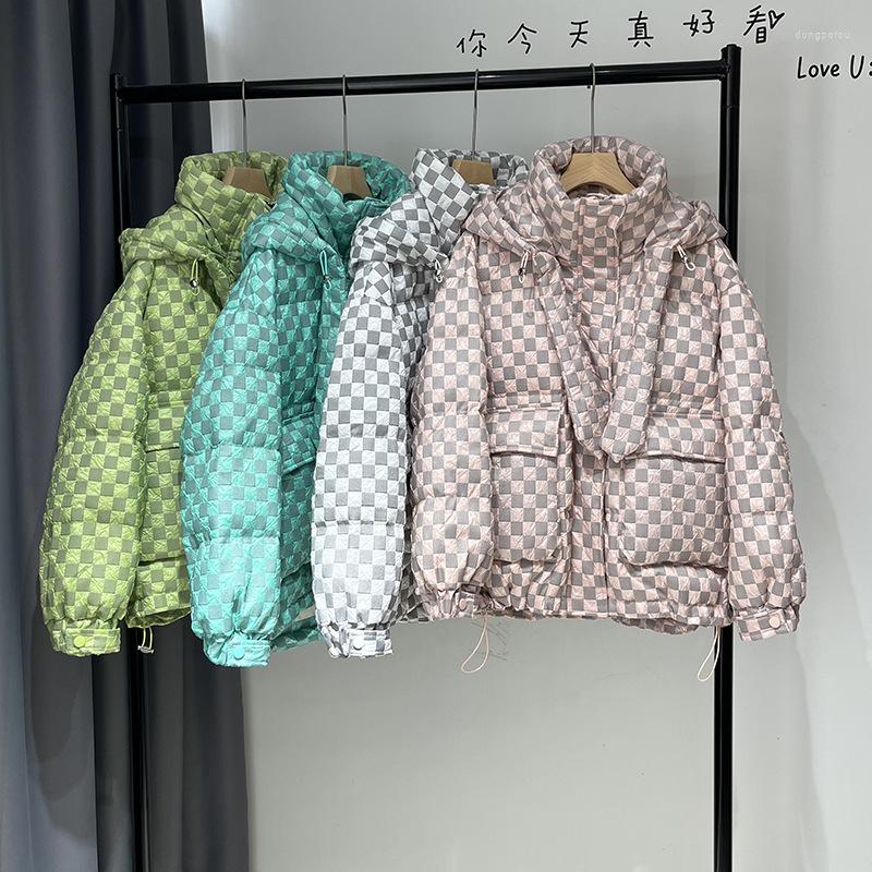 

Women's Down LART 2022 WINTER AND FALL PLAID MENS WOMENS PREPPY STYLE SHORT COAT