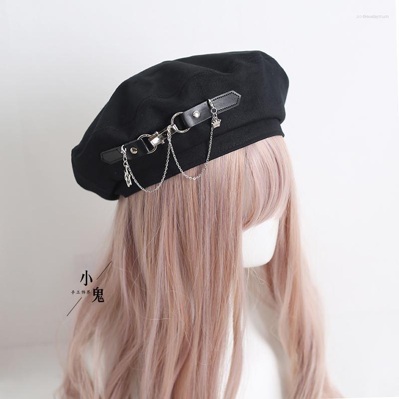 

Berets Metal Beret Women's Black Sweet Drag Octagonal Cap Autumn Breathable Retro Elegant Graceful Painter