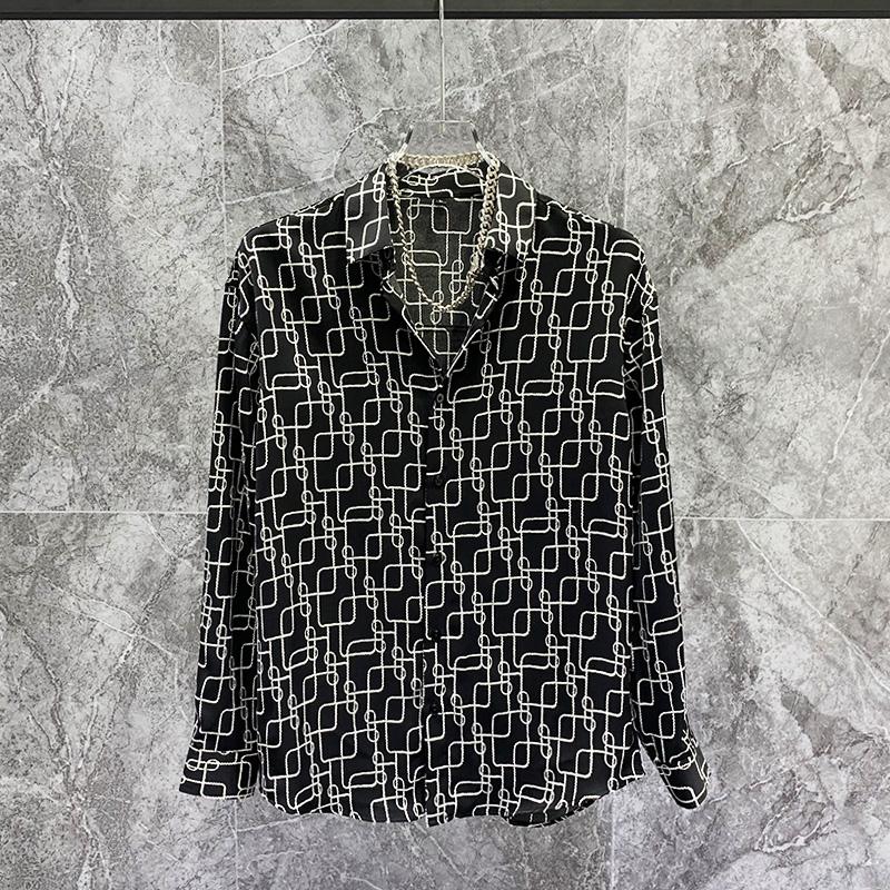 

Men's Casual Shirts SM07650 Fashion Men's 2022 Runway Luxury European Design Party Style Clothing, Picture shown