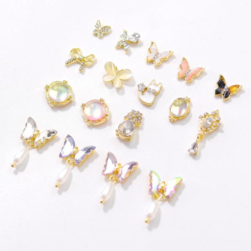 

Nail Art Decorations 10Pcs Zircon AB Color Crystals Rhinestones Charming Butterfly/Round Pendant Charms Rhinestone DIY Ornament M0