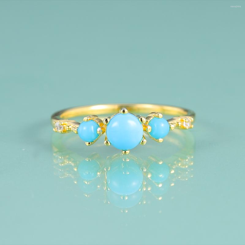 

Cluster Rings Gem's Beauty 14K Gold Filled 925 Sterling Silver Lab Turquoise Anniversary Wedding Band Luxury Fine Jewelry For Women Wife