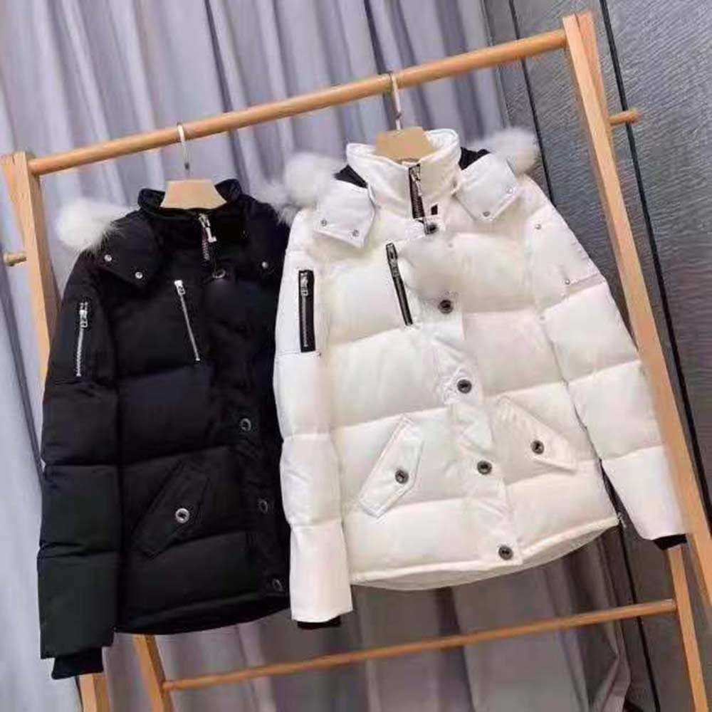 Men's Down Parkas Jackets Designer Mens Winter Moose Women parkas Big Fur Collars Windbreaker Hoodie Coats Black White Goose Puffer Outerwea