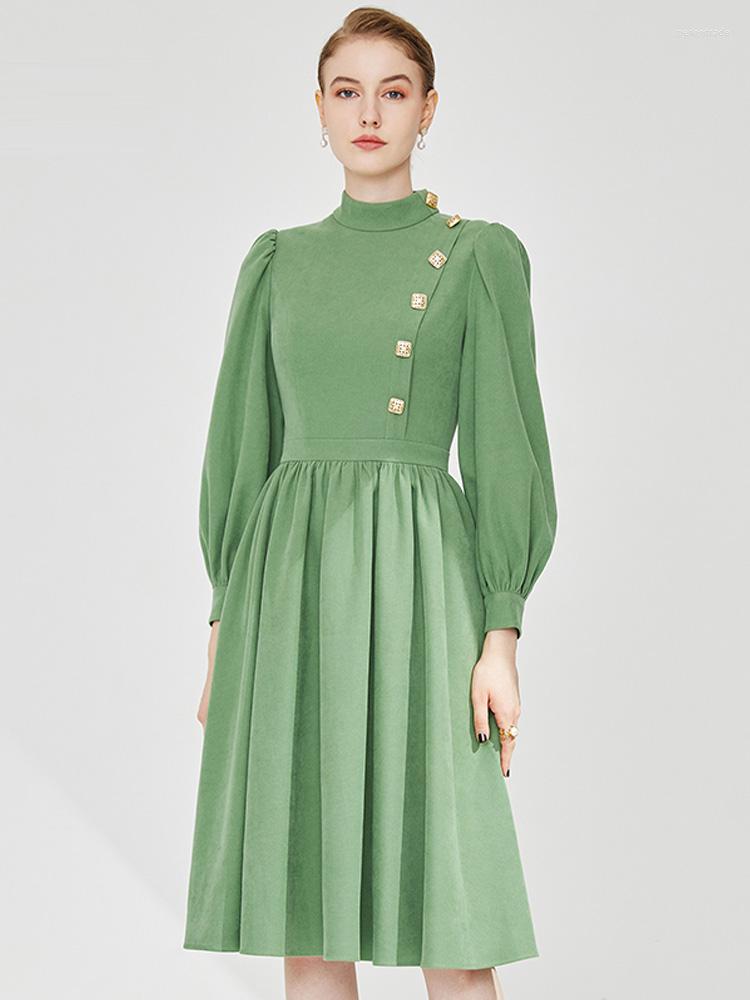 

Casual Dresses High End Hepburn Style French Dress Women's Autumn And Winter 2022 Temperament Premium Retro Waist Skirt, Green