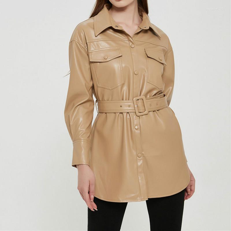 

Women's Jackets Fall 2022 Women Leather D Single Button Motorcycle Jacket Coat Winter Clothes Casual PU Sashes, Beige