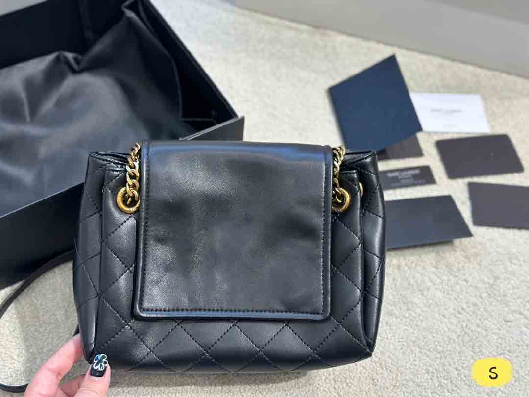 

Luxury Quilted Nolita Shoulder Bag for Women - Designer Monograms, Double Chains, & Flap Closure Handbag Ideal for Shopping and Crossbody Use, Black