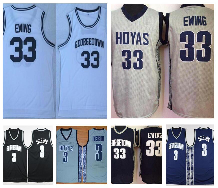 

NCAA Mens Georgetown Hoyas 3 Allen Iverson College Jerseys 33 Patrick Ewing University Basketball Shirt Good Stitched Jersey 820