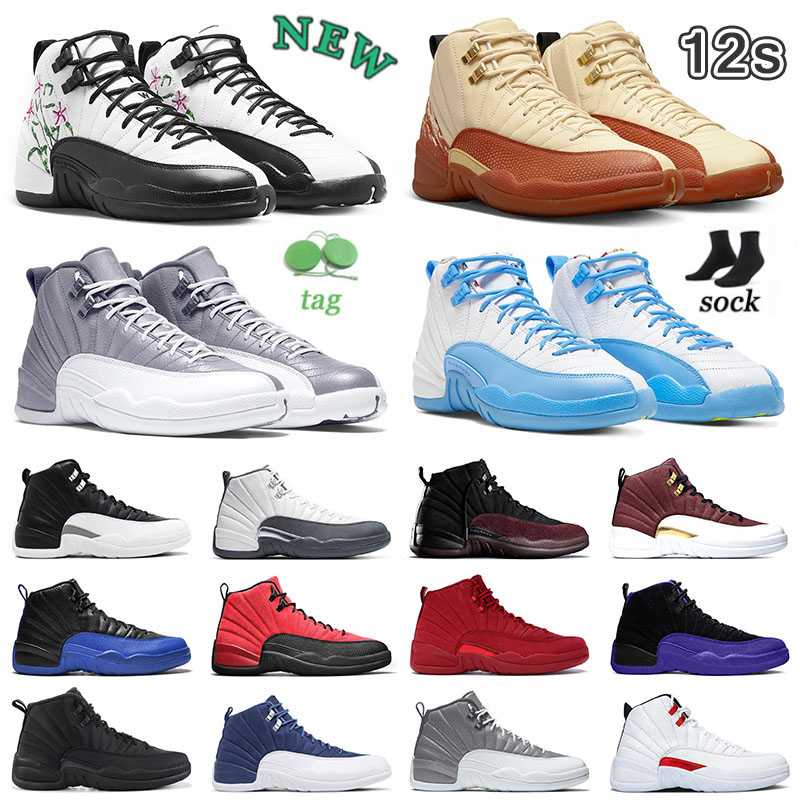 

New Fashion Mens 12s Basketball Shoes Jumpman 12 Dark Grey Stealth Eastside Golf Game Royal Black Taxi Palyoff Reptile Reverse Flu Game Low Se Bowl Gym Red Sneakers, P00 40-47 black taxi