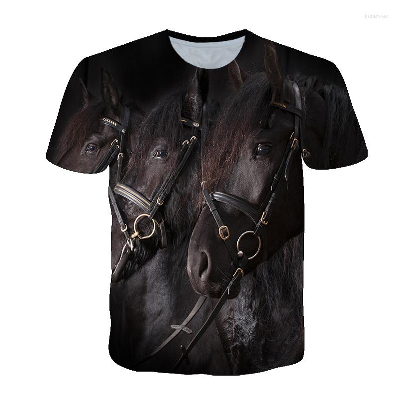 

Men's T Shirts Summer 3D Steed Pattern Men T-shirt Fashion Personality Animal Horse Graphic Top, 10
