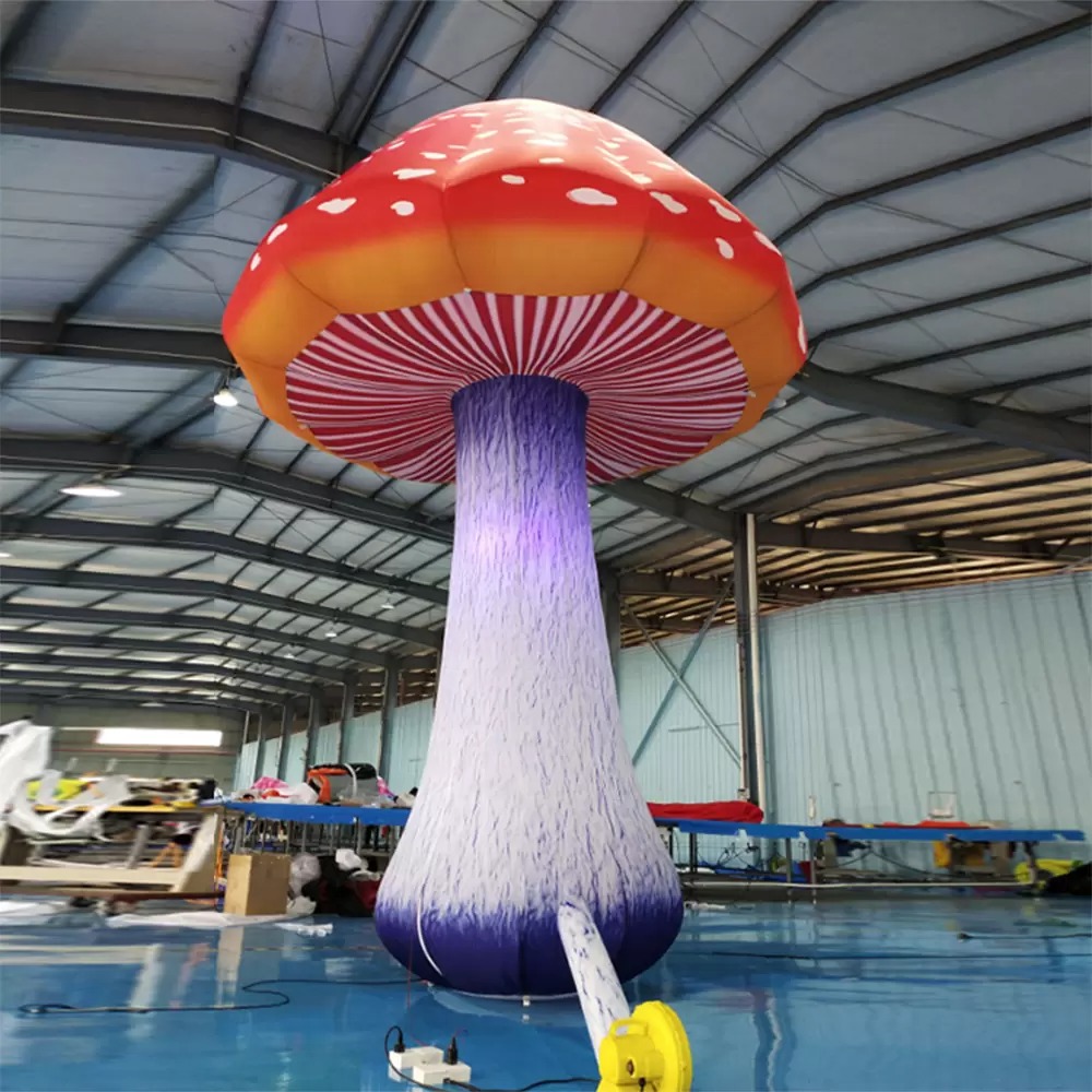 

Full Printing Giant Inflatable Mushroom Glow in the Dark with 16 Colors LED Lights Changing for Event Wedding Party Decoration