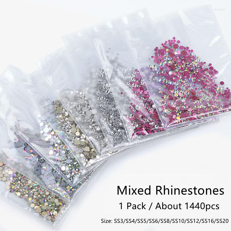 

Nail Art Decorations SS3-SS20 Mix Sizes AB Glass Flat Nails Rhinestones Crystal Glitter Accessories Manicure Supplies