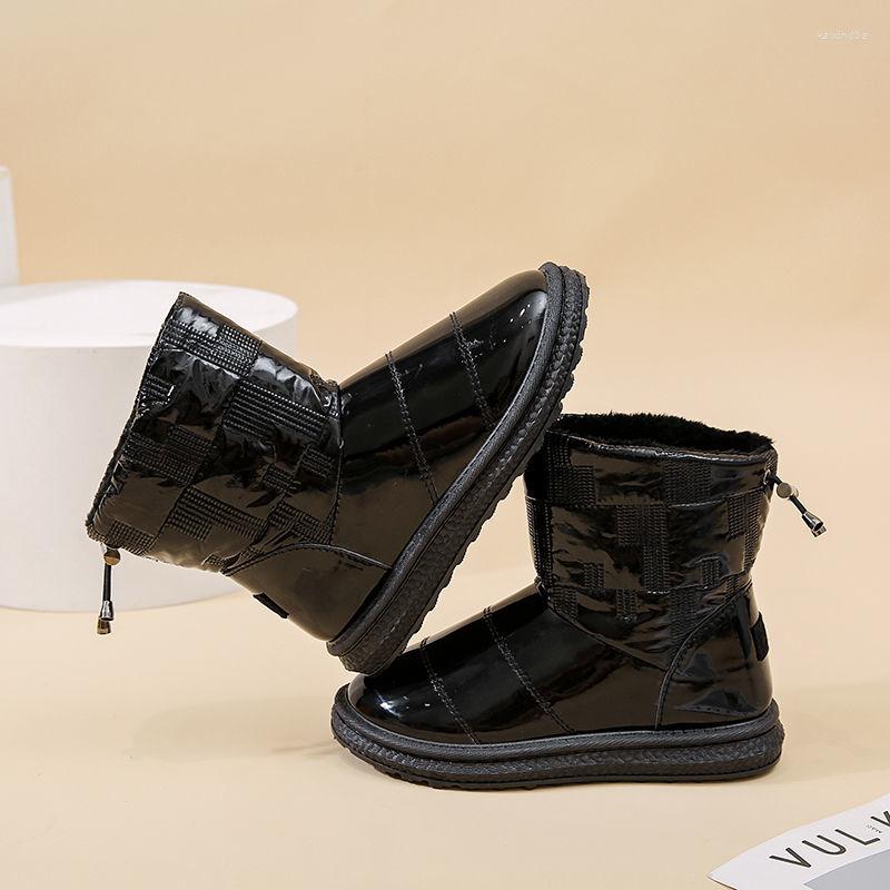 

Boots Winter Snow Women's Mid-tube Thickened And Velvet Cotton Shoes High-top Waterproof Non-slip, Black