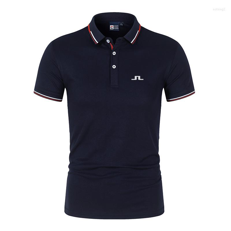 

Men's Polos High Quality Men's J Lindeberg Summer Tops Short Sleeve Polo Shirt Fshion Lapel Collar Casual Sports Business Top, Black