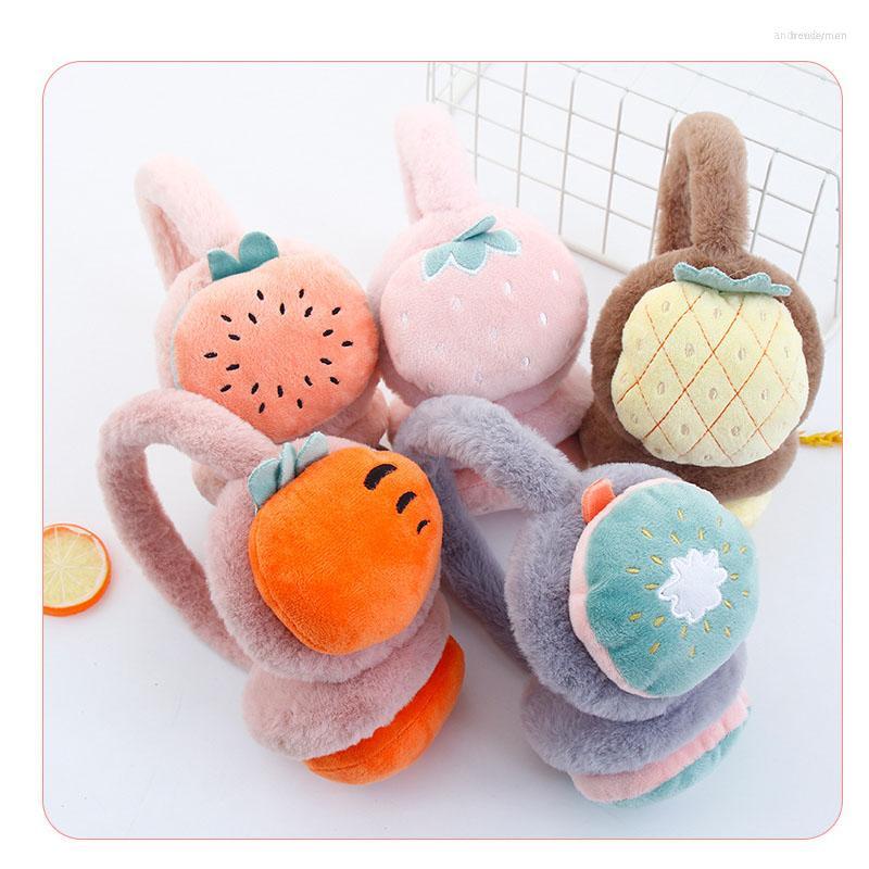 

Berets Cute Fruit Plush Earmuff Warm Ear Muffs Headphones Girls Earmuffs Boy Fur Earphone Winter Warmers Protector Gift For KidsBerets