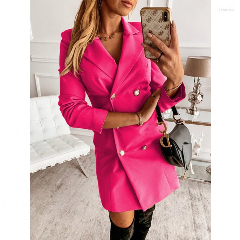 

Women' Suits 2022 Fashion Autumn And Winter Long-sleeved Solid Color Double-breasted Thin Small Suit Jacket, Clear