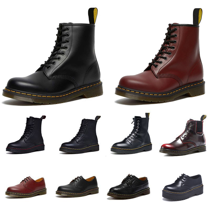 

designer Dr Martins boots Winter leather fur womens mens snow luxury booties Ankle Half Navy blue red Bordeaux Green booties 2976 1460 triple black white women boot, Color#28
