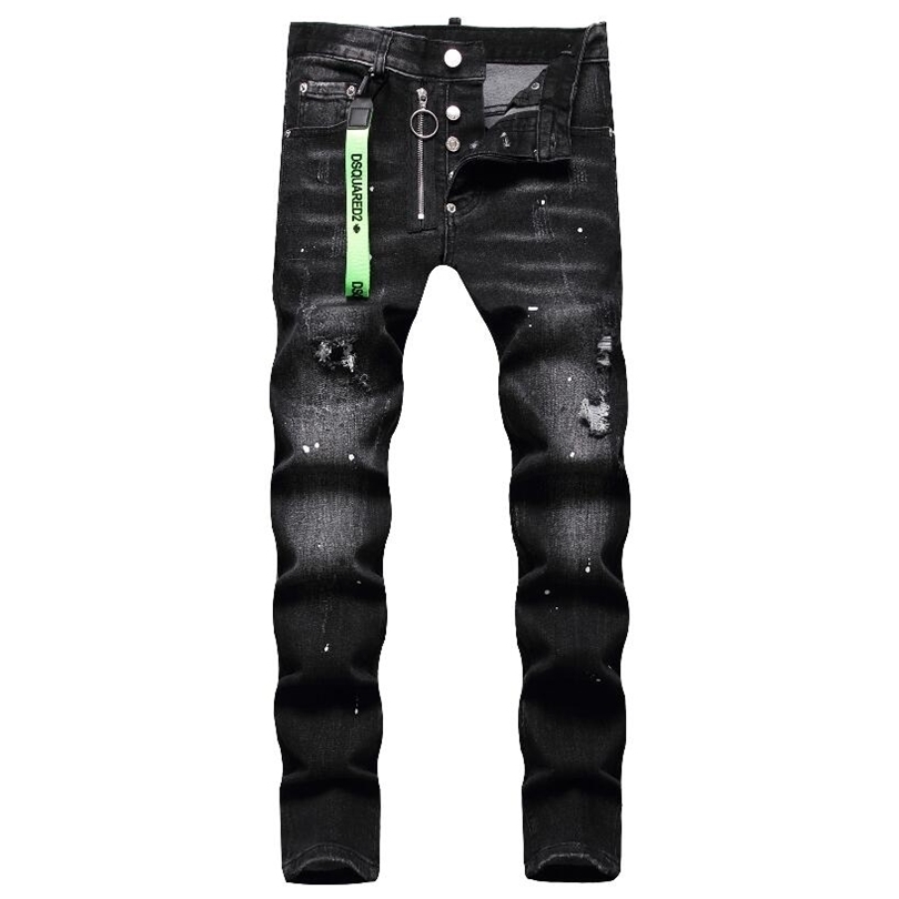 

Mens Jeans Black Skinny Denim Brand DSQ Male Ripped Stretch Fit Slim Long Pants Streetwear Casual 42 221008, 1033