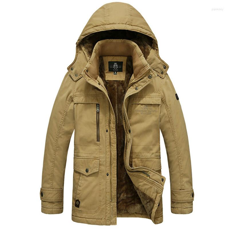 

Men's Down Brand Winter Coat Male Parka Men Thick Warm Wool Liner Hooded Collar Plus Size -5XL Jacket Windbreaker, Black