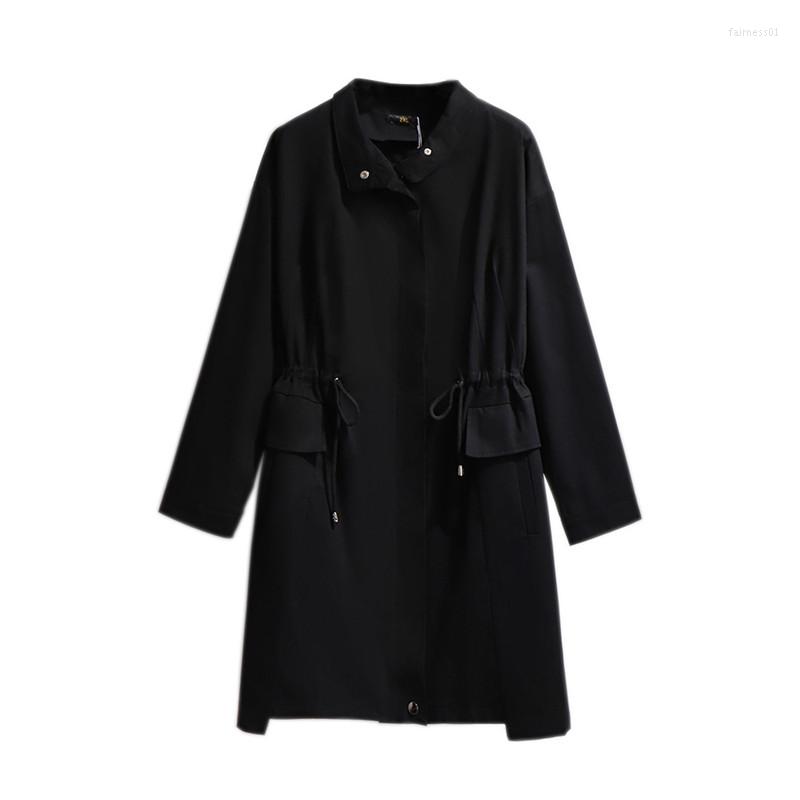 

Women's Trench Coats Women 2XL- Coat 2022 Female Spring Autumn Long Outwear Femme Windbreaker, Black