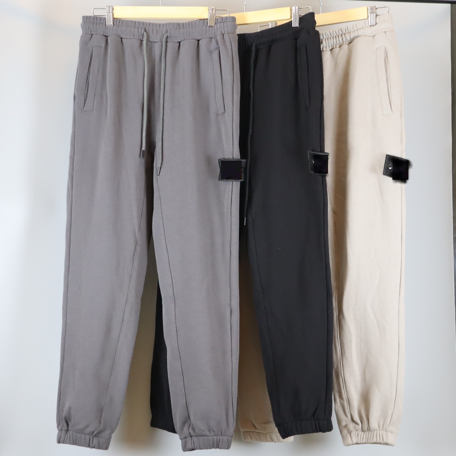 

Mens Sport Corset Pants Coarse Combed Cotton Terry Fabric Trousers Designer Men Embroidery Printed Running Pant, Black