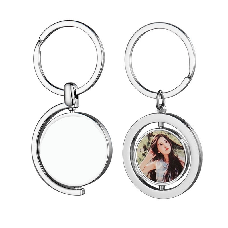 

DIY sublimation blank keychain rotatable round alloy designer keychain wallet Handbag Carabiner Keychains Car Key Ring for Woman Man Valentines Day Christmas Gift