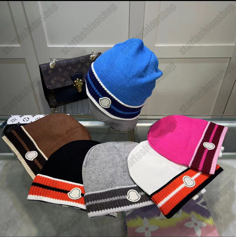 

Knitted Fur Pom Hat Fashion Designer Skull Cap Letters Beanie Men and Women Unisex Cashmere High Quality 6 color, Black