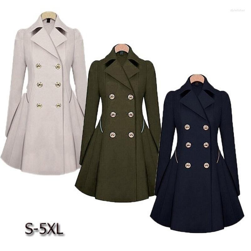 

Women' Trench Coats Women Coat Autumn Double Breasted Warm Windbreaker Causal Long Ladies Female Large Size, Beige