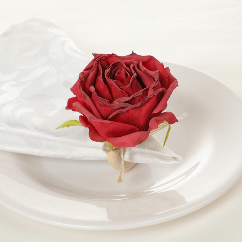 

Silk Flower Napkin Rings Wedding Decorations Serviette Buckle Towel Holder Wooden Ring Hotel Table Dinner D8310b, Color