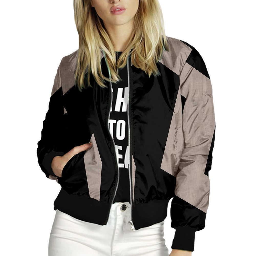 

Women's Jackets Casual Street Style Jackets Women Spring Autumn Basic Print Bomber Zipper Coats Fashion Long Sleeve Female Slim Outerwears T221008, La01637