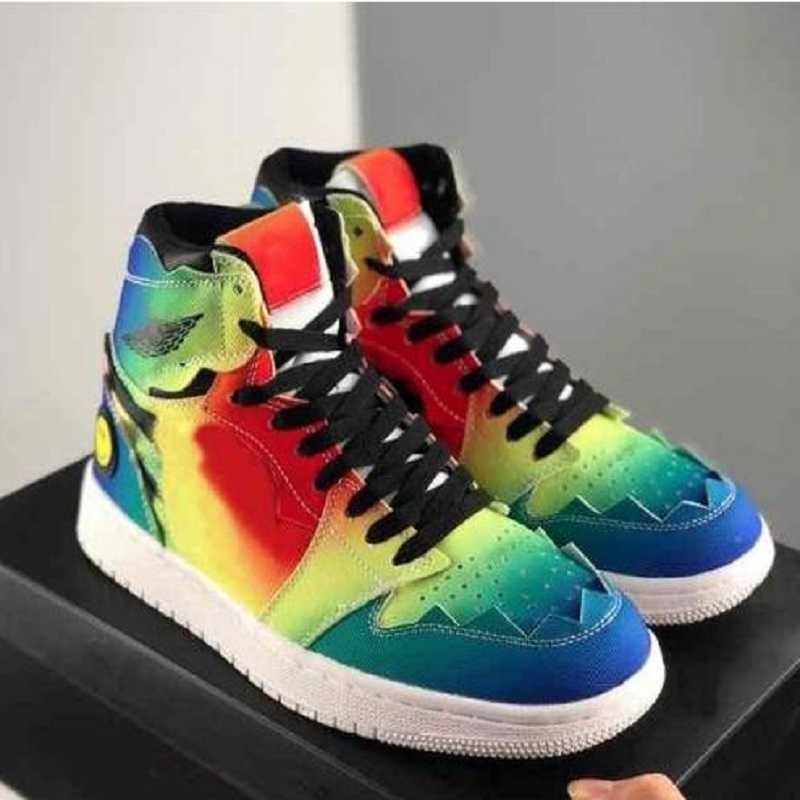

Golf shoe Basketball Shoes Trainers Sports Sneakers Tie Dye Jbalvin Multi-Color Rainbow J Balvin 1S High Og Womens Mens Jumpman 1, Color 1