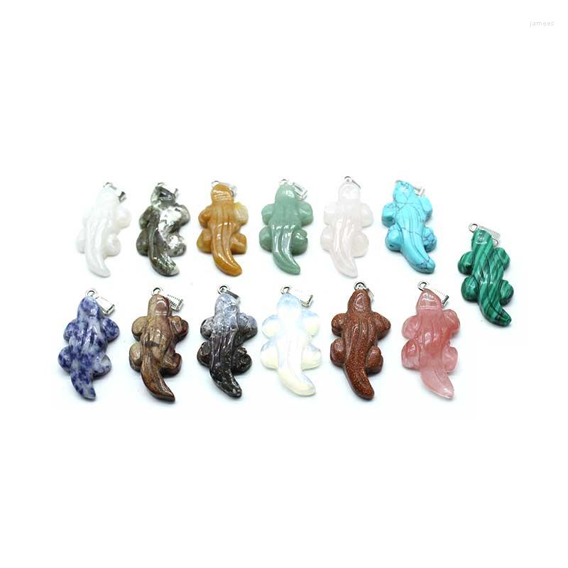 

Pendant Necklaces Wholesale 12pcs Assorted Crystal Natural Stone Crocodile Charms Pendants Fashion Jewelry