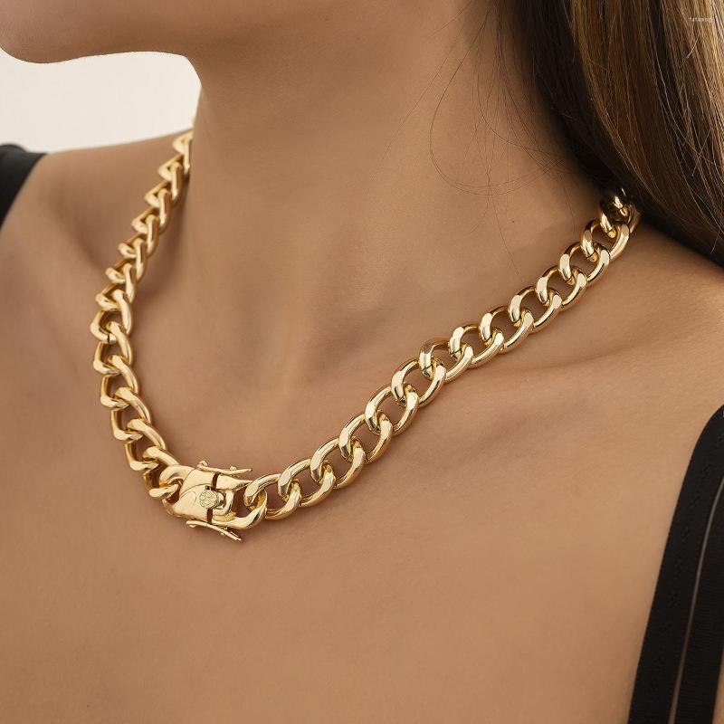 

Choker 2022 Simple Punk Style Thick Gold Color Metal Clavicle Necklace Ladies Hip Hop Charm Necklaces Men Fashion Girls Jewelry