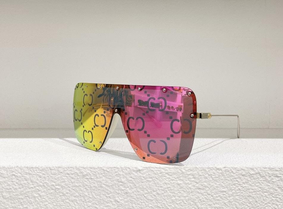 

sunglasses 1244S Gold Silver Pink Print Oversized Sunglasses 2022 Shield Women Designer Vintage Red Green Mirror Sun Glasses Superstar Eyewear UV400