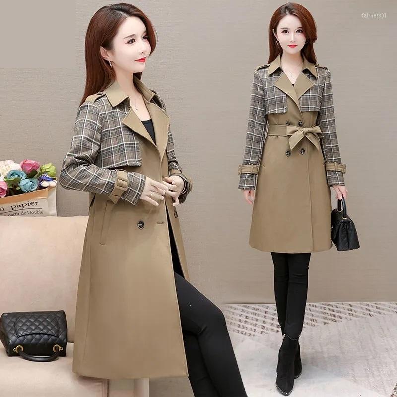 

Women's Trench Coats Spring/Autumn Women Casual Long Coat With Sashes Double Breasted Windbreaker 2022 Chic Office Ladies Outerwear, Khaki