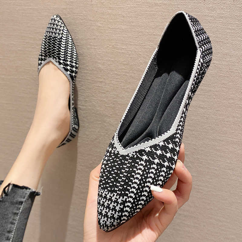 

Dress Shoes Geometric Pattern Woven Women Shoes Breathable Sneakers Slip On Soft Ladies Casual Pointed Loafers Woman Knit Sock Ballet Flats T221010, 10