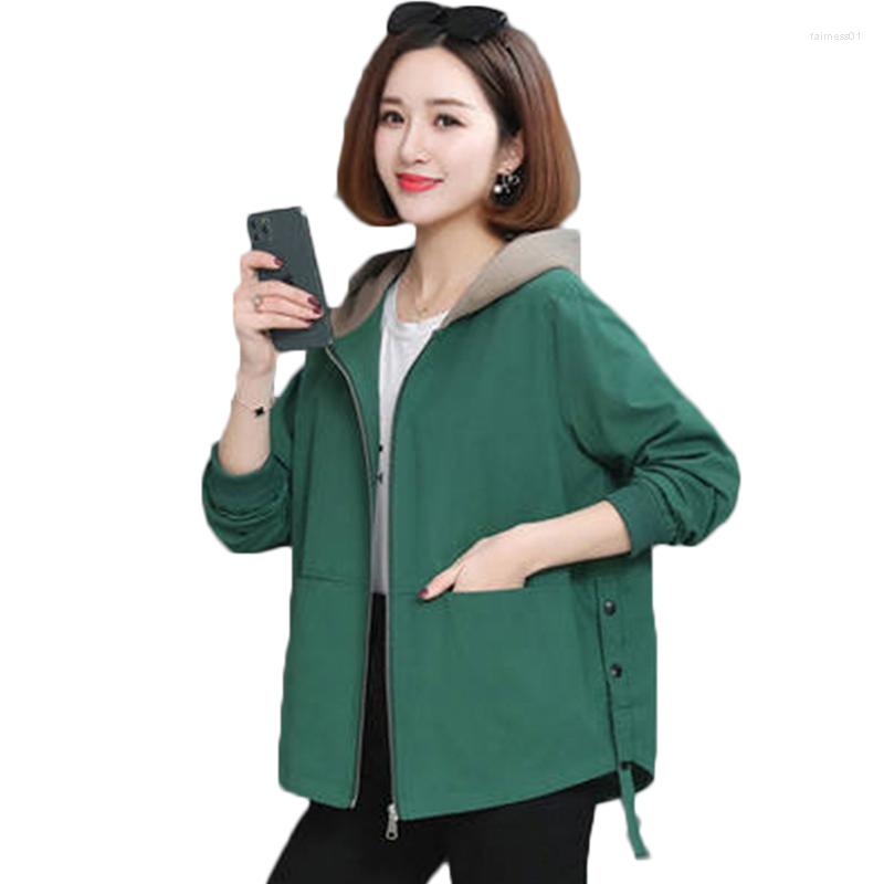 

Women's Trench Coats 2022 Autumn Women's Hoodies Fashion Women Windbreaker Casual Female Loose Ladies Jacket Coat N644, Green