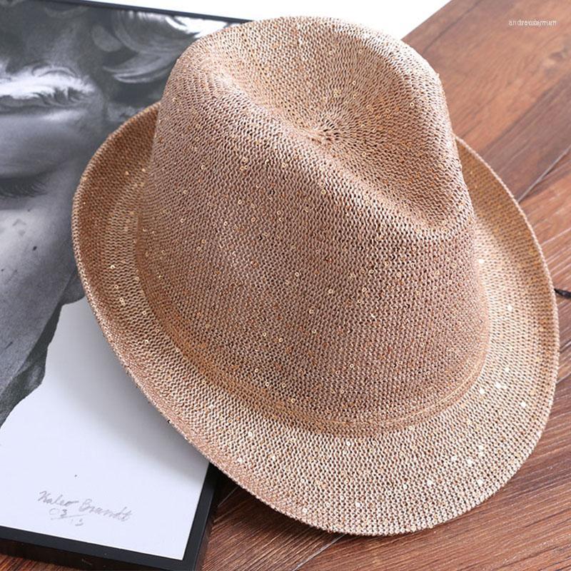 

Berets Breathable Fedora Hat Women 2022 Casual Summer Paillette Design Korean Short Brim Jazz Hats Men Beach Sun Chapeu Panama, White