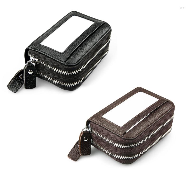 

Card Holders Fashion Business Holder Blocking Bank S ID Case Zipper Bag Wallet Organizer For Men, Black