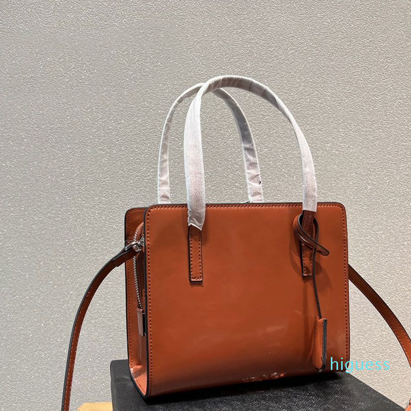 

Patent Handbag Crossbody Bag Small Tote Bags Fashion Smooth Surface Removable Leather Shoulder Strap Letter Print Zipper Open Lady Purse, Red