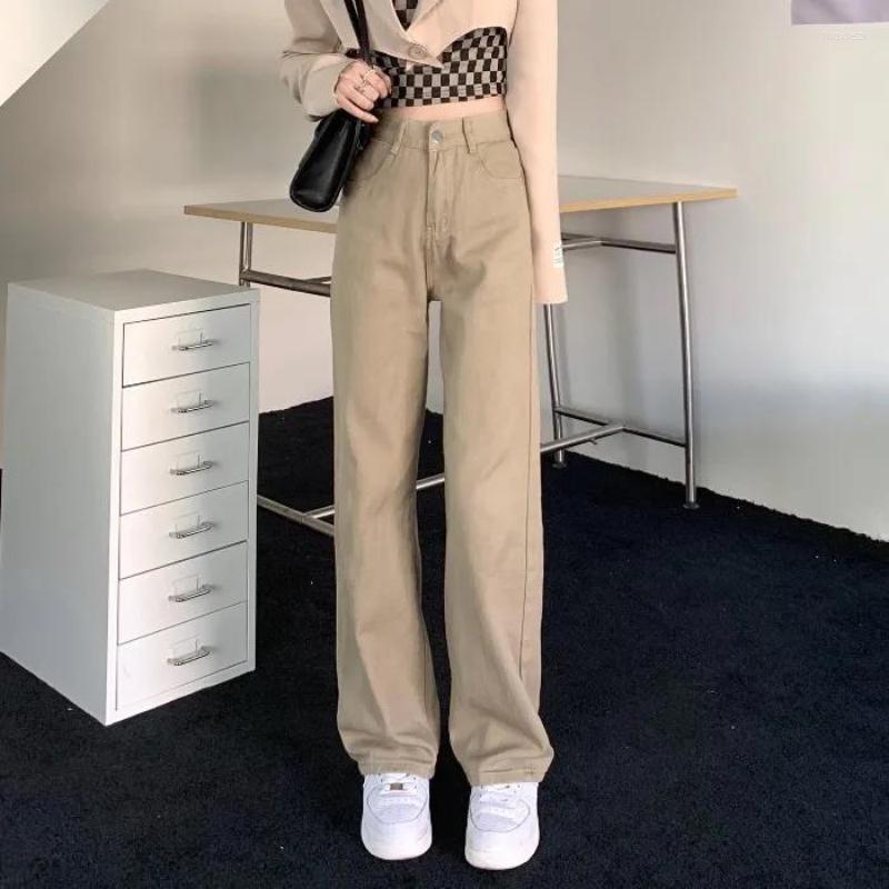 

Women' Jeans Womens High Waist Clothes Wide Leg Denim Clothing BF Loose Female Harajuku Joggers Straight Long Pants, Khaki