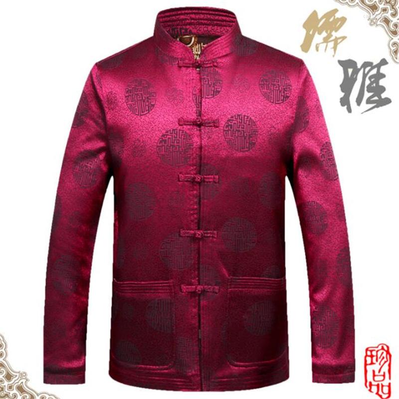 

Men's Suits Middle-aged Tang Men Blazer Autumn Winter Chinese Style Masculino Jaqueta Masculina Warm Cotton Coats Mens Jacket B295, Red