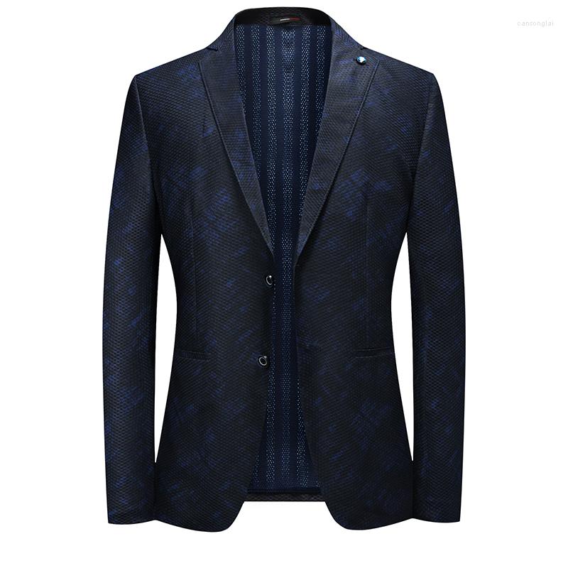 

Men's Suits Spring Summer Suit Men Fashion Business Formal Casual Blue Blazer Thin Elasticity Comfortable Youth Party Prom Daily Life