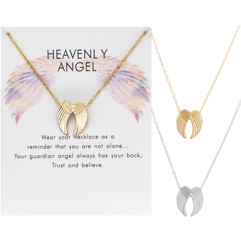 

2022 Angel Wing Pendant Necklace for Girls Fashion Charm Chain Necklace with card packing