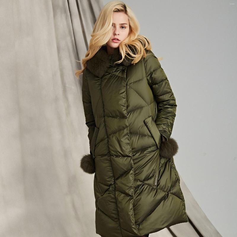 

Women's Down LVAV 2022 WINTER MID LONG WOMENS PUFFER WHITE DUCK JACKETS