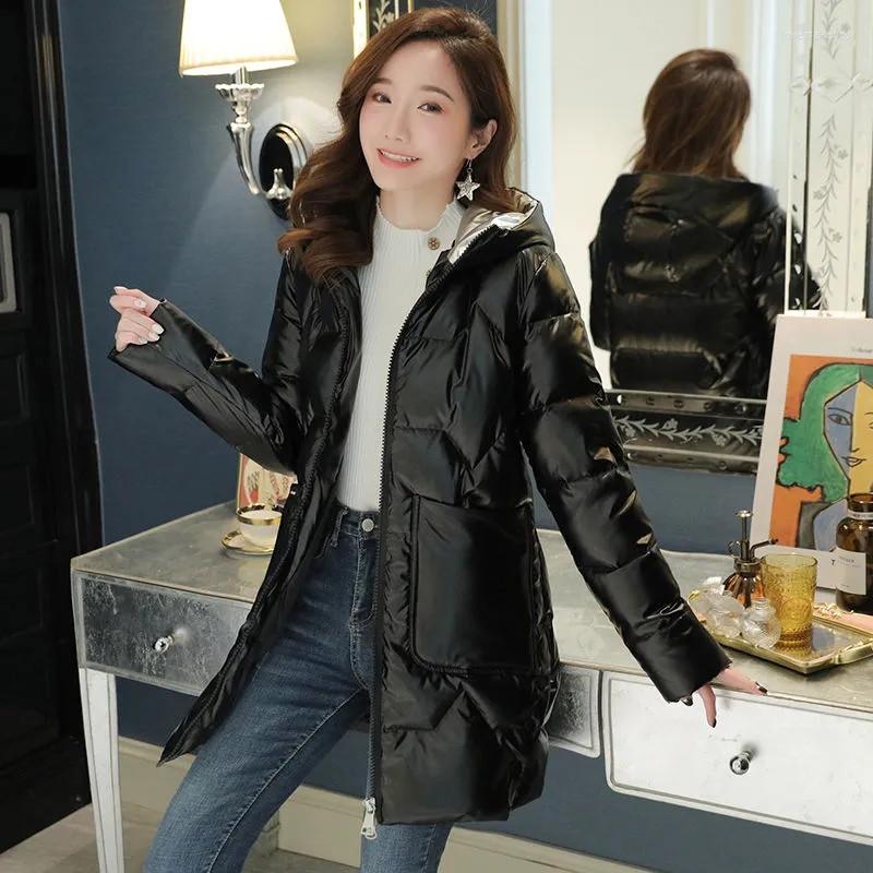 

Women's Trench Coats Winter Hooded Jacket Women's Cotton Padded Warm Waterproof Snow Parka Coat Clothes Women K258, Black