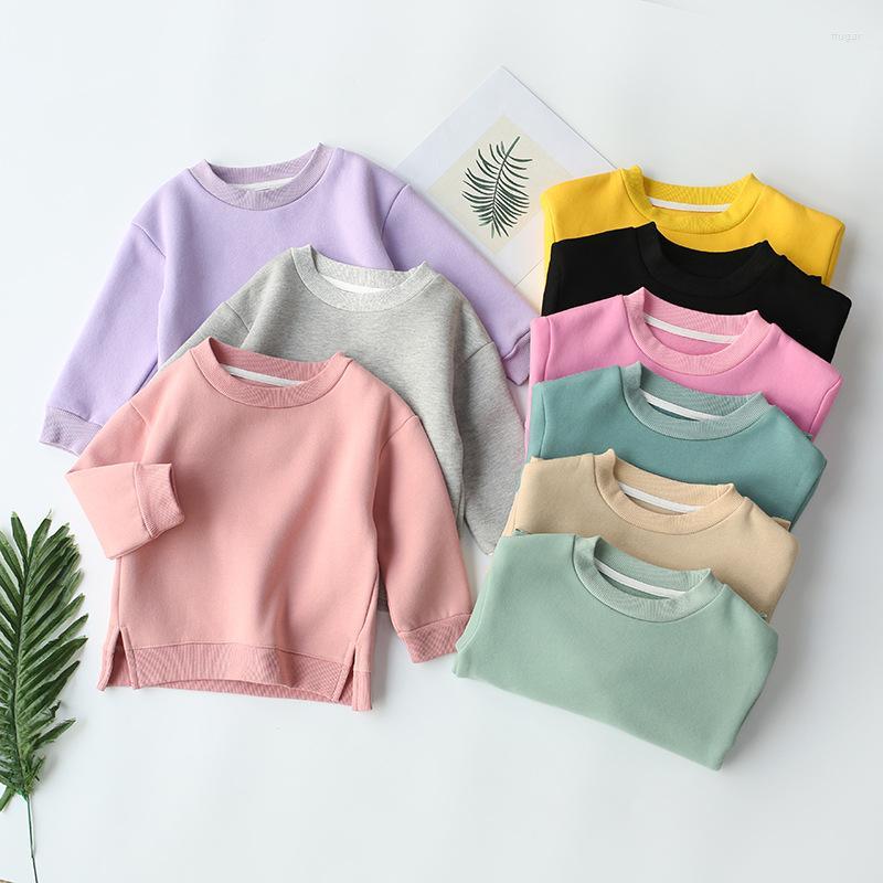 

Hoodies & Sweatshirts Autumn Children Boys Sweatshirt 2022 Baby Girls Clothes Pure Color Pullover Long Sleeve Tops 0-6y O-neck Infants Kid O