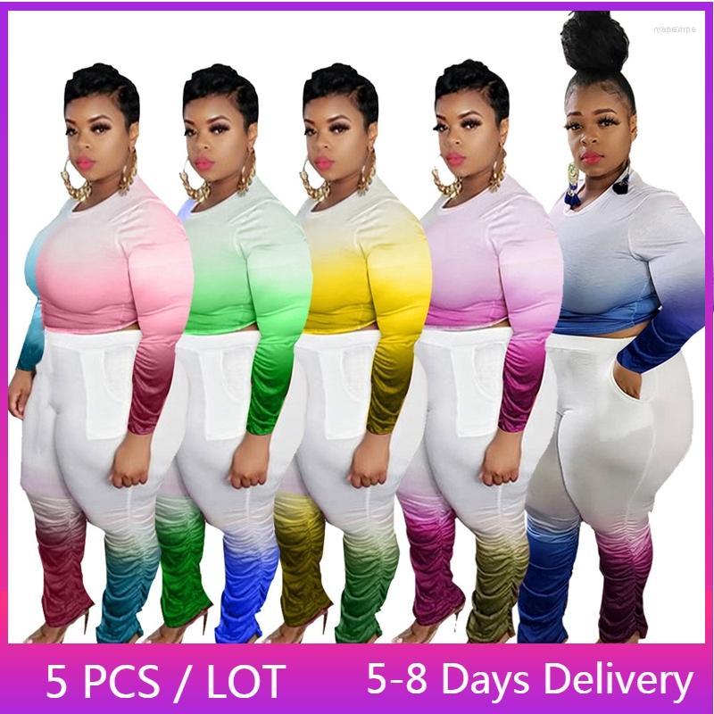 

Women's Two Piece Pants Women's Wholesale Items Tie Dye Set Women Fall Clothes Long Sleeve Top Stacked Streetwear Fashion Sets 4XL, Blue
